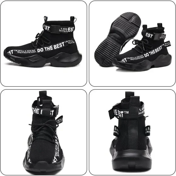 Unisex Black Comfortable Lightweight Safety Sneakers for Industrial Work